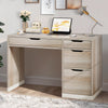 Dreamcurship White Desk with Drawers, Modern Computer Desk with File Drawers, Home Office Study Writing Desk with Storage, White