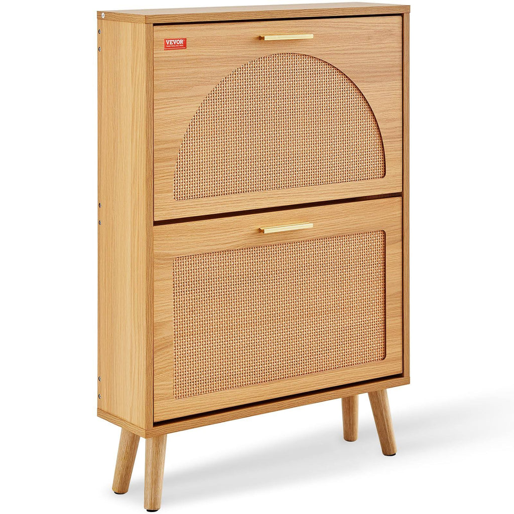 VEVOR Shoe Storage Cabinet for Entryway, 23.6" D x 6.6" W x 34.5" H, Wood Color