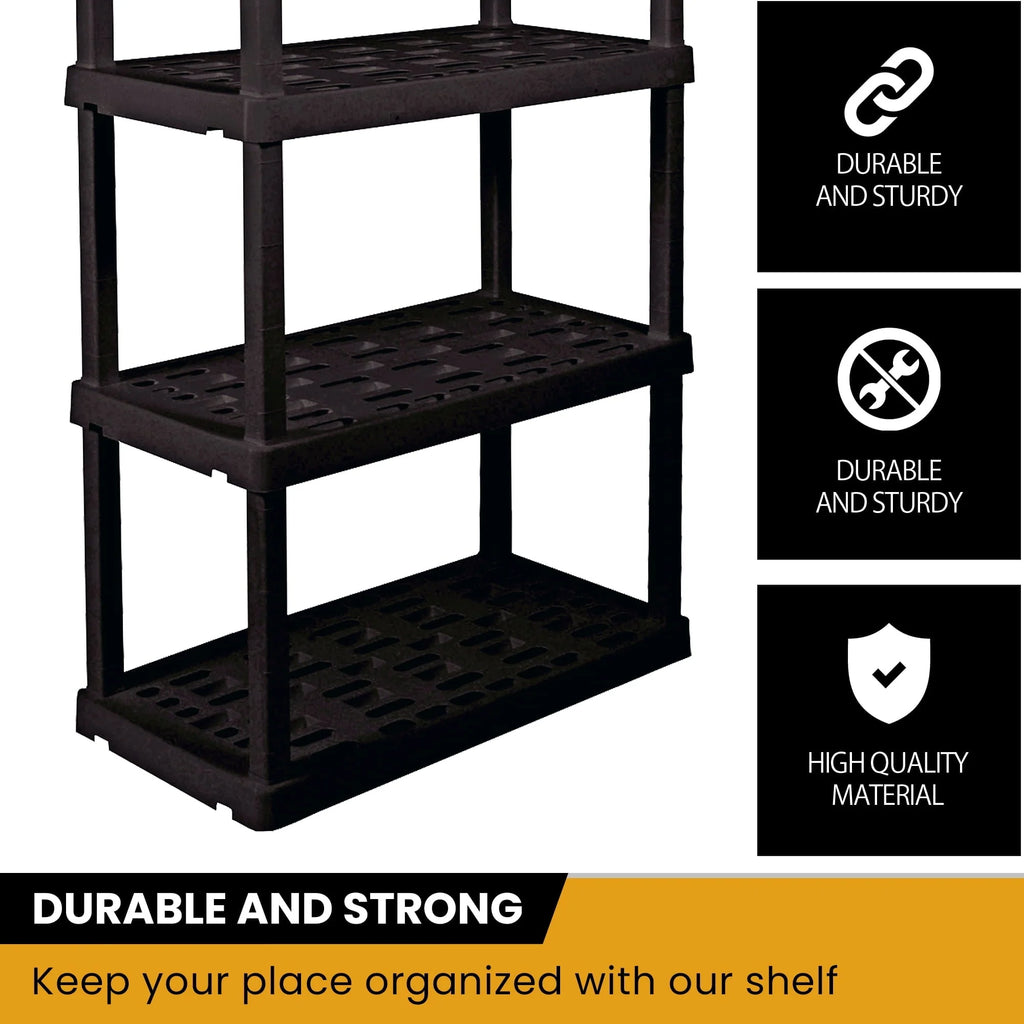 Hyper Tough Large 5 - Tier Shelving Unit, W36 x D18 x H74" Interlocking Multipurpose Organizer, Black, Pack of 2