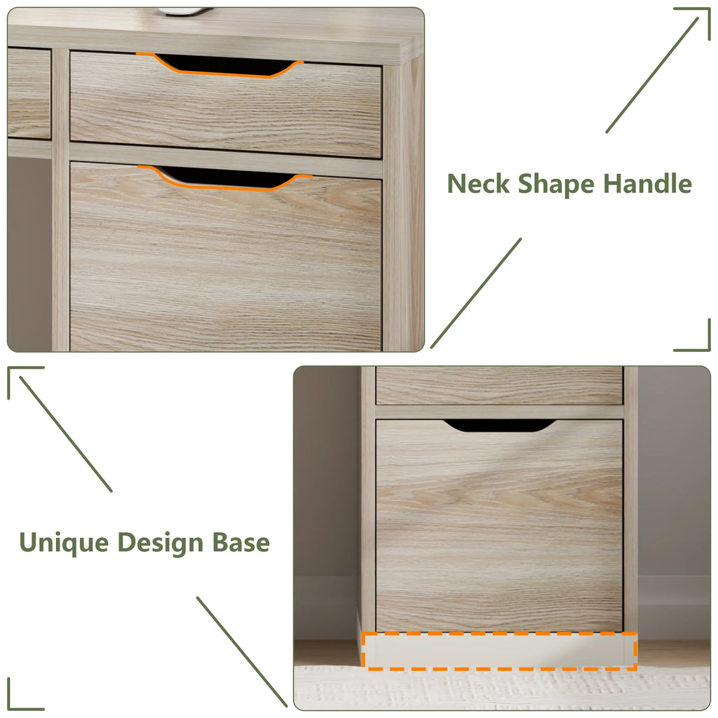 Dreamcurship White Desk with Drawers, Modern Computer Desk with File Drawers, Home Office Study Writing Desk with Storage, White