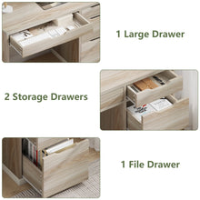Load image into Gallery viewer, Dreamcurship White Desk with Drawers, Modern Computer Desk with File Drawers, Home Office Study Writing Desk with Storage, White