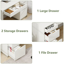 Load image into Gallery viewer, Dreamcurship White Desk with Drawers, Modern Computer Desk with File Drawers, Home Office Study Writing Desk with Storage, White