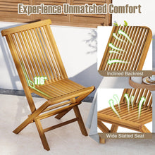 Load image into Gallery viewer, Tangkula 3 Piece Teak Wood Bistro Set, Outdoor Conversation Set with 2 Folding Chairs &amp; Square Side Table