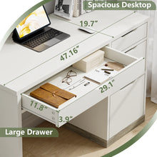 Load image into Gallery viewer, Dreamcurship White Desk with Drawers, Modern Computer Desk with File Drawers, Home Office Study Writing Desk with Storage, White