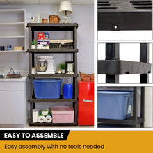 Load image into Gallery viewer, Hyper Tough Large 5 - Tier Shelving Unit, W36 x D18 x H74" Interlocking Multipurpose Organizer, Black, Pack of 2