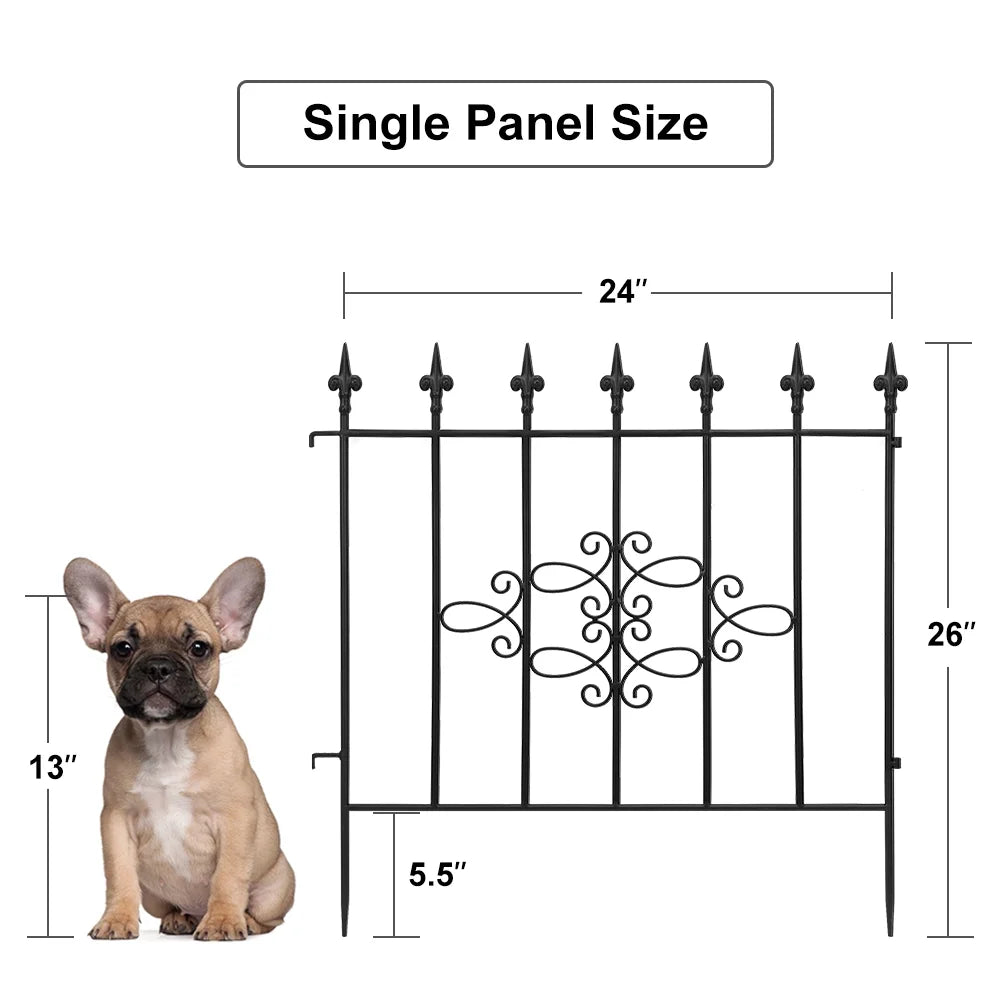 Amagabeli GARDEN & HOME Decorative Garden Fence GFP008 27inx10ft Outdoor Coated Rustproof Metal Garden Fencing Panel Animal Barrier Iron Folding Edge Wire Border Fence Ornamental for Patio Landscape