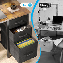 Load image into Gallery viewer, 40 in Computer Desk with Power Outlets &amp; LED Lights, Home Office Desk with 3 Drawers &amp; Adjustable Monitor Shelf, , Writing Desk with Storage Bag, Vintage