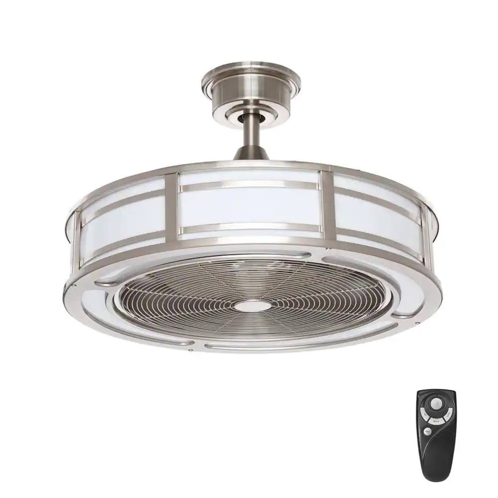 Home Decorators Brette II 23 in. LED Indoor/Outdoor Brushed Nickel Ceiling Fan