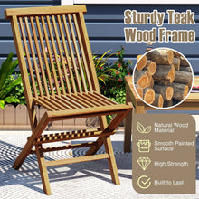 Load image into Gallery viewer, Tangkula 3 Piece Teak Wood Bistro Set, Outdoor Conversation Set with 2 Folding Chairs &amp; Square Side Table