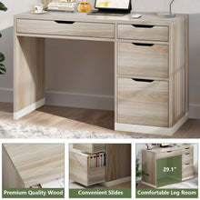 Load image into Gallery viewer, Dreamcurship White Desk with Drawers, Modern Computer Desk with File Drawers, Home Office Study Writing Desk with Storage, White