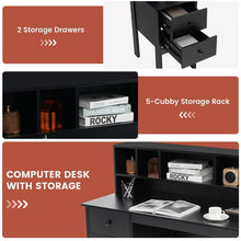 Load image into Gallery viewer, 48" Home Office Desk with Power Outlets, USB &amp; Type-C Charging Station, Modern Writing Desk w/ 5-Cubby Hutch &amp; Drawers for Study Makeup Vanity