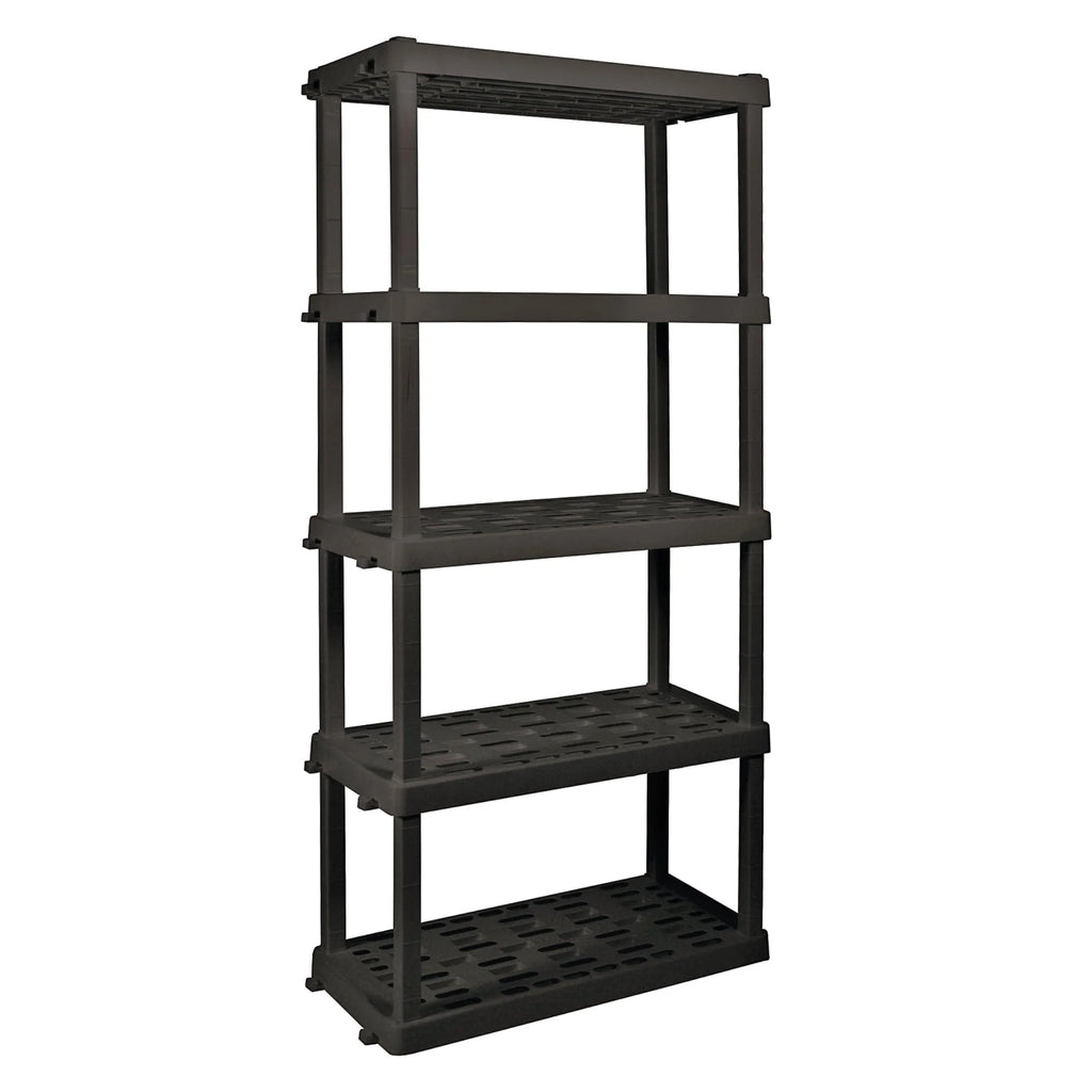 Hyper Tough Large 5 - Tier Shelving Unit, W36 x D18 x H74" Interlocking Multipurpose Organizer, Black, Pack of 2