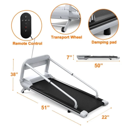 Under Desk Treadmill, Walking Pad, 2 in 3 Portable Treadmill with Handle Remote Control LED Display, Walking Jogging Machine for Home Office Use