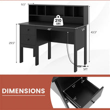 Load image into Gallery viewer, 48" Home Office Desk with Power Outlets, USB &amp; Type-C Charging Station, Modern Writing Desk w/ 5-Cubby Hutch &amp; Drawers for Study Makeup Vanity