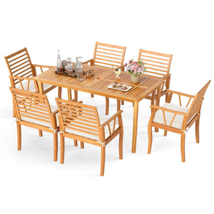 Tangkula Outdoor Table and Cushioned Chairs Set with 1.97” Umbrella Hole