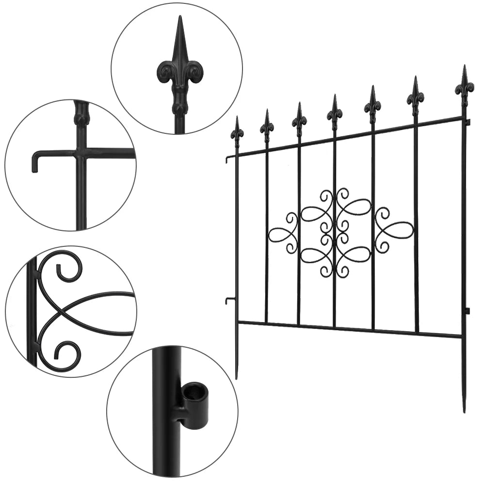 Amagabeli GARDEN & HOME Decorative Garden Fence GFP008 27inx10ft Outdoor Coated Rustproof Metal Garden Fencing Panel Animal Barrier Iron Folding Edge Wire Border Fence Ornamental for Patio Landscape