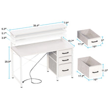 Load image into Gallery viewer, 40 in Computer Desk with Power Outlets &amp; LED Lights, Home Office Desk with 3 Drawers &amp; Adjustable Monitor Shelf, , Writing Desk with Storage Bag, Vintage