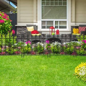 Amagabeli GARDEN & HOME Decorative Garden Fence GFP008 27inx10ft Outdoor Coated Rustproof Metal Garden Fencing Panel Animal Barrier Iron Folding Edge Wire Border Fence Ornamental for Patio Landscape