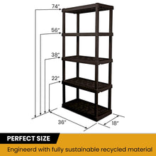 Load image into Gallery viewer, Hyper Tough Large 5 - Tier Shelving Unit, W36 x D18 x H74" Interlocking Multipurpose Organizer, Black, Pack of 2