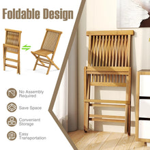 Load image into Gallery viewer, Tangkula 3 Piece Teak Wood Bistro Set, Outdoor Conversation Set with 2 Folding Chairs &amp; Square Side Table
