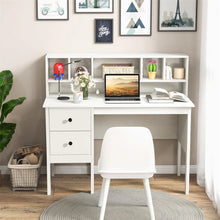 Load image into Gallery viewer, 48" Home Office Desk with Power Outlets, USB &amp; Type-C Charging Station, Modern Writing Desk w/ 5-Cubby Hutch &amp; Drawers for Study Makeup Vanity