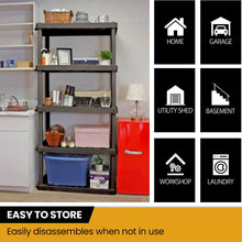 Load image into Gallery viewer, Hyper Tough Large 5 - Tier Shelving Unit, W36 x D18 x H74" Interlocking Multipurpose Organizer, Black, Pack of 2