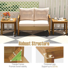 Load image into Gallery viewer, Tangkula 3 Piece Teak Wood Bistro Set, Outdoor Conversation Set with 2 Folding Chairs &amp; Square Side Table