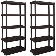 Load image into Gallery viewer, Hyper Tough Large 5 - Tier Shelving Unit, W36 x D18 x H74" Interlocking Multipurpose Organizer, Black, Pack of 2