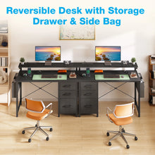 Load image into Gallery viewer, 40 in Computer Desk with Power Outlets &amp; LED Lights, Home Office Desk with 3 Drawers &amp; Adjustable Monitor Shelf, , Writing Desk with Storage Bag, Vintage