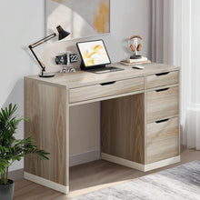 Load image into Gallery viewer, Dreamcurship White Desk with Drawers, Modern Computer Desk with File Drawers, Home Office Study Writing Desk with Storage, White
